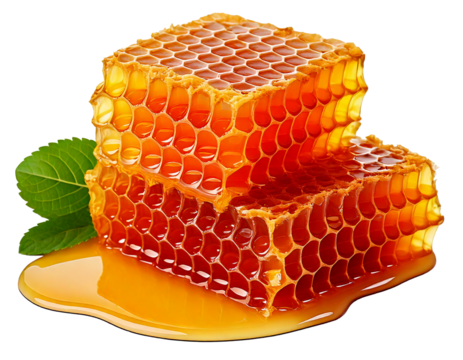 Honeycomb with honey isolated on white background PNG 