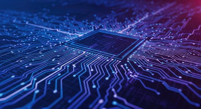 Circuit Board Microchip Technology Blue Purple Lights 4k ultra full hd background 2025 2026 download