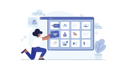 Visual representation of organizing tasks through a drag and drop interface illustrating workflow management and project planning with distinct color elements and clear typography