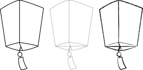 Sky Lantern Outline Icon vector Set.