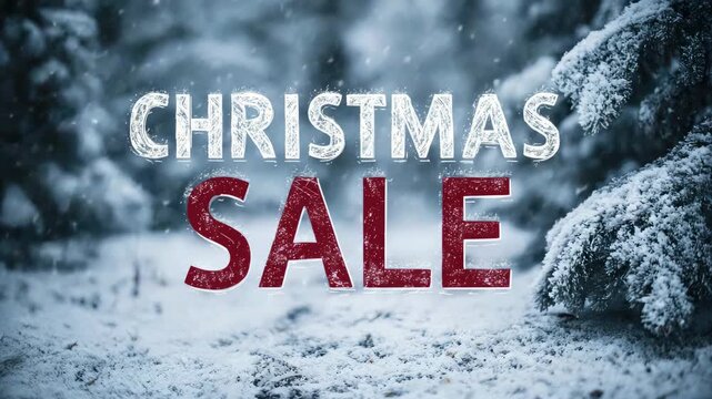 christmas sale promotion on snowy winter day animation