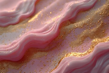 Abstract Pastel Pink and Gold Fluid Art Background