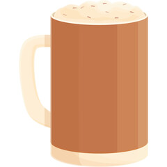 A Ceramic Mug Filled With Frothy Creamy Beverage And A Handle On A Transparent Background