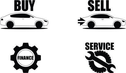 Icons representing car buying, selling, financing, and servicing are displayed.