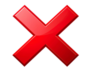  Bold Red Cross Mark Icon Isolated on Transparent Background – PNG Symbol 