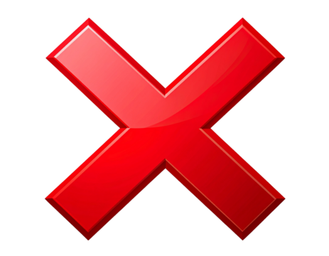  Bold Red Cross Mark Icon Isolated on Transparent Background – PNG Symbol 