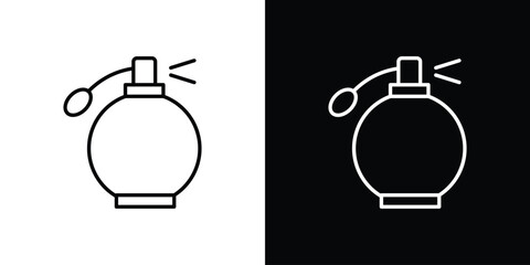 Round perfume bottle icon outline. Vector isolated pictogram for web