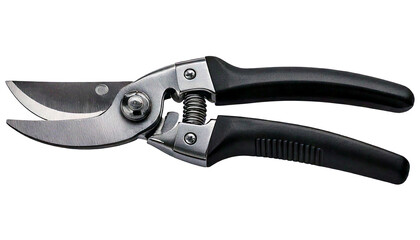 Obraz premium Pruning Shears, Silver and Black Garden with Sharp Blades and Spring Mechanism 