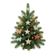 Mini christmas tree decorated with colorful origami ornaments