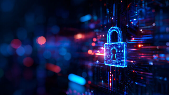 Futuristic digital lock symbolizing advanced security and encryption technology