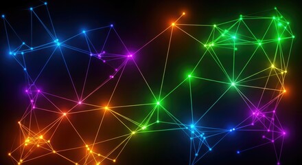 Fototapeta premium Network of glowing nodes and lines in rainbow colors 4k ultra full hd background 2025 2026 download