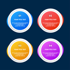 Vector template of modern infographics on a dark background your information text in the form of buttons of different colors