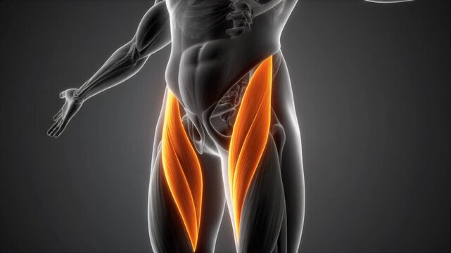 Human Muscular Anatomy Quadriceps Rectus Femoris 3D Visualization