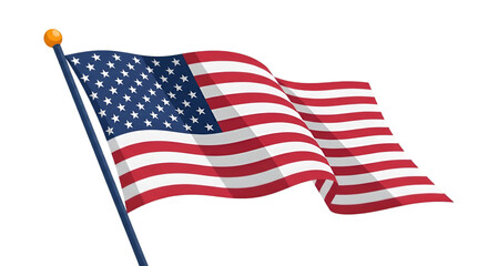 Animated American Flag Waving on a Pole With Transparent Background Keywords: american flag, usa