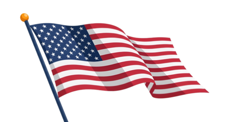Animated American Flag Waving on a Pole With Transparent Background Keywords: american flag, usa