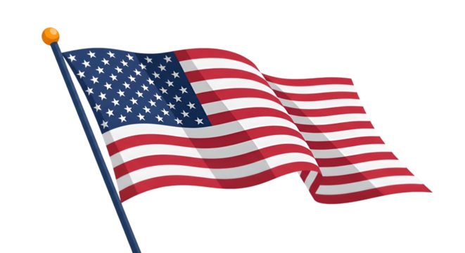 Animated American Flag Waving on a Pole With Transparent Background Keywords: american flag, usa - Powered by Adobe
