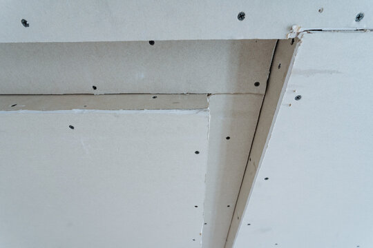 architectural drywall intersection details, vaulted drywall with exposed fasteners and symmetrical