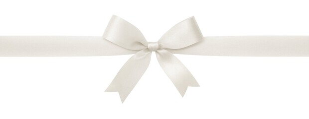 white ribbon with bow isolated on white background.