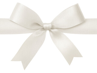 white ribbon with bow isolated on white background.
