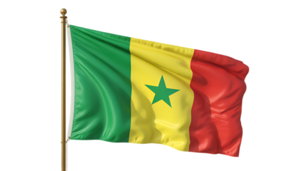 Senegal flag waving on flagpole