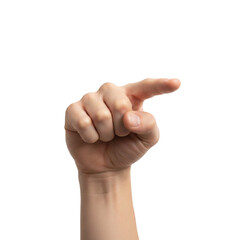 Hand pointing right with index finger while rest of fingers are curled