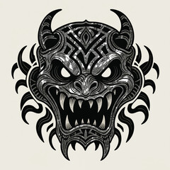 Monster Demon Tribal Illustrator Artwork Banner Background Design Template 