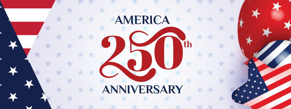 Classic 250th anniversary USA banner with decorative stars and elegant red white blue layout
