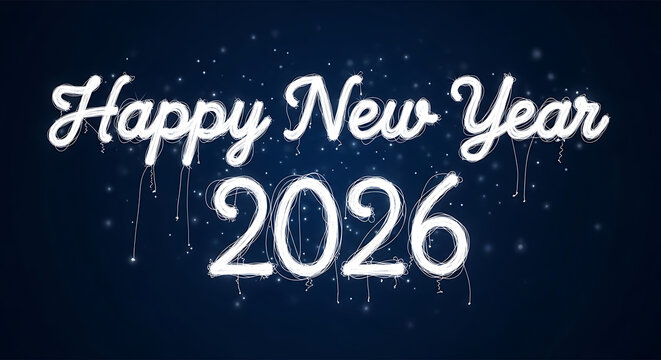 2026 happy new year calligraphy design on dark blue