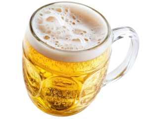 A Refreshing Mug of Golden Beer with Creamy Foam Capturing the Essence of Leisure and Celebration in a Vibrant, Inviting Presentation isolated on transparent background 