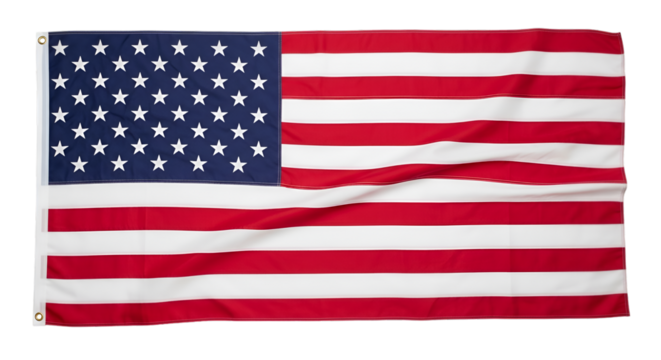 Flat American flag against black background spread out
