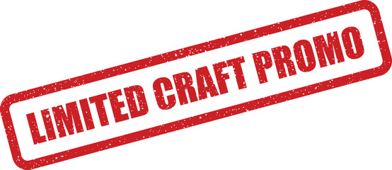 Distressed red stamp showing the words limited craft promo in a rectangular box for marketing campaigns