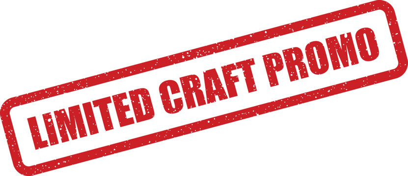Distressed red stamp showing the words limited craft promo in a rectangular box for marketing campaigns