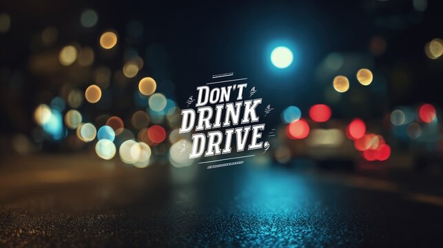 National Drunk and Drugged Driving Awareness Week, night highway scene with blurred car lights, dramatic bokeh, empty road symbolizing safe choices