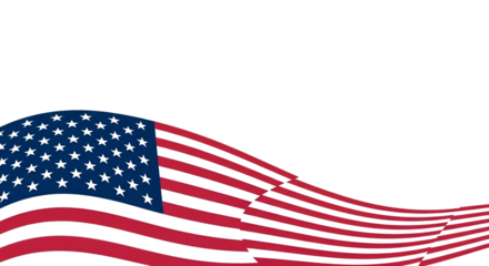 Waving American Flag Banner on Black Background united states