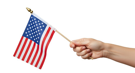 Hand Holding Small American Flag Black Background usa flag