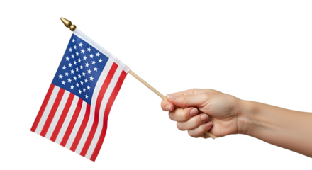 Hand Holding Small American Flag Black Background usa flag
