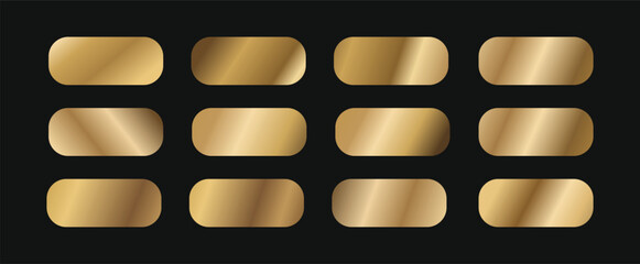 Obraz premium Golden premium gradient. Luxury gold gradient premium gradient metallic foil gold. Golden swatch set vector. Metallic gold gradient illustration gradation.