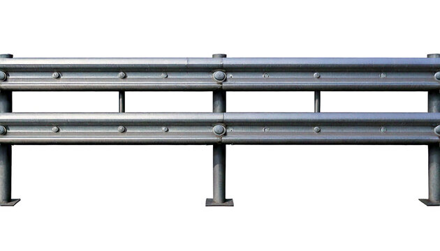  Stainless steel highway guardrail isolated on white background PNG