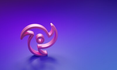 Pink Tornado icon isolated on purple-blue background. Cyclone, whirlwind, storm funnel, hurricane wind or twister weather icon. Minimalism concept. 3D render illustration