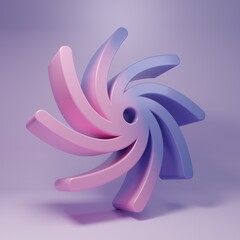 Purple Tornado icon isolated on purple background. Cyclone, whirlwind, storm funnel, hurricane wind or twister weather icon. Minimalism concept. 3D render illustration