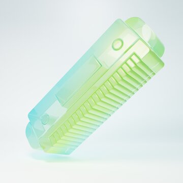 Frosted glass Harmonica icon isolated on white background. Musical instrument. Minimalism concept. 3D render illustration