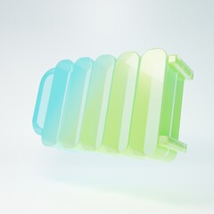 Frosted glass Heating radiator icon isolated on white background. Minimalism concept. 3D render illustration
