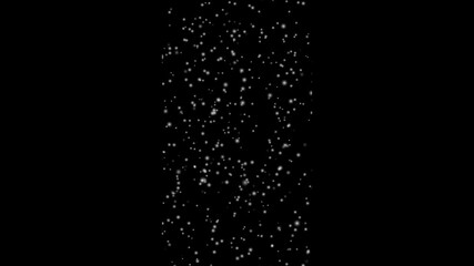 Flying through white shining stars . Christmas Snowfall Background Loop. snow flakes slowly falling densely against black background. Vertical animation of snow particles . - Powered by Adobe