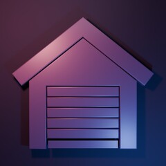Purple Garage icon isolated on purple-blue background. Minimalism concept. 3D render illustration