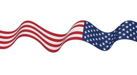 Wavy American Flag Ribbon on Black Background United States