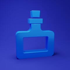 Obraz premium Blue Sauce bottle icon isolated on blue background. Ketchup, mustard and mayonnaise bottles with sauce for fast food. Minimalism concept. 3D render illustration