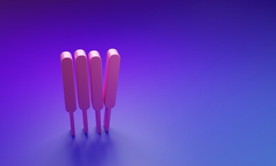 Obraz premium Pink Aroma sticks, incense, aromas icon isolated on purple-blue background. Minimalism concept. 3D render illustration