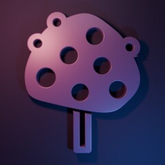 Purple Orange tree with fruits icon isolated on purple-blue background. Minimalism concept. 3D render illustration