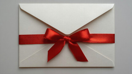 Elegant envelope gifted with a red ribbon bow for celebrations