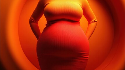 Realistic Belly Bulge in Form-Fitting Dress Highlights Body Shape Challenges During Social Occasions